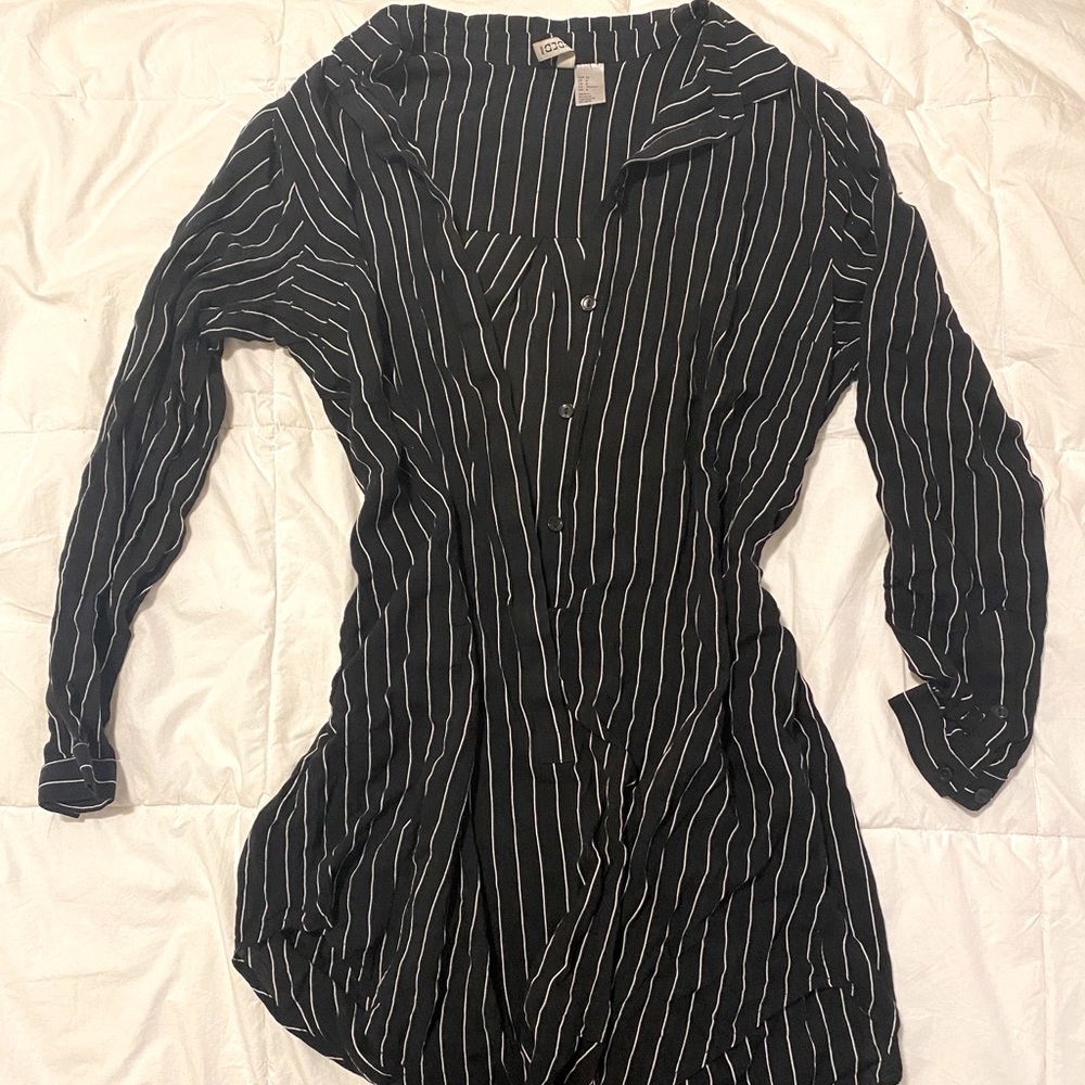 Black striped long blouse